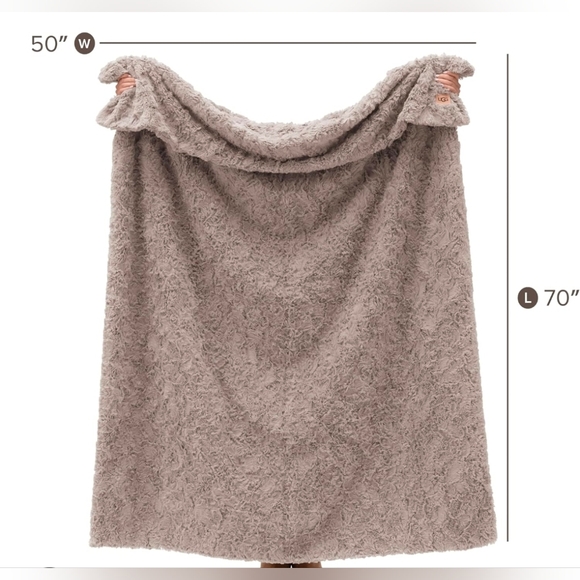 UGG Adalee Faux Fur Throw Blanket In Oyster Brown 50" x 70" New - Picture 2 of 3
